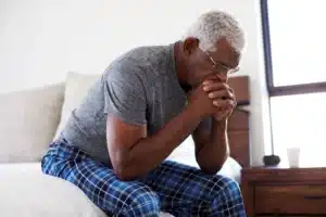 Elderly man who has been taking his Xanax prescription and wondering how it has negatively impacted his brain.